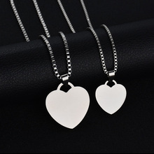 Dog Tag Chain Necklace Stainless Steel Black Gold silver Color Blank Heart Shape Necklace for Women Man Pendants Choker Jewelry 2024 - buy cheap