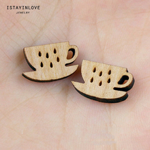 Suministros de fabricación de joyas hechas a mano, abalorios de taza de café de madera cortados con láser para bricolaje, collar, pendientes, broche, anillo SWC46 4 2024 - compra barato