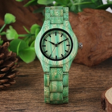 Fresh Green Full Bamboo Wood Watch Women Female Clock Adjustable Natural Wood Bracelet Quartz Wristwatches Sports dames horloges 2024 - buy cheap