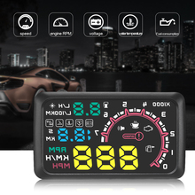 Hud-sistema de aviso de velocidade cardíaca para carros, tela de 5.5 polegadas, km/h, e mph, interface obd ii, projetor de para-brisa, múltiplas cores brilhantes 2024 - compre barato