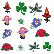 Rose Embroidered Appliques Iron On Lucky clover Patches wholesale coloured mushroom Badges for Clothing Diy Clothes Bags Decor 2024 - buy cheap