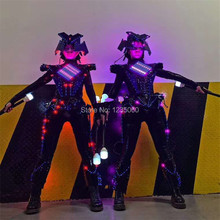 WYY Stage dance robot men suit dj armor dress helmet wears display colorful light costumes performance luminous outfits clothes 2024 - buy cheap
