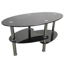 Estilo duplo fishtail mesa de café de vidro temperado para casas escritórios com 3-layer personalidade design de armazenamento mesa de centro 2024 - compre barato