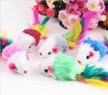 10 Uds juguete para gatos Mini juguetes de ratones falsos juguetes para gatos graciosos juguetes para gatos con plumas coloridas Mini ratones de peluche Juguetes 2024 - compra barato