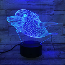 Marine Animal 3D Lamp Fish Dolphin Shark Visual Illusion Multicolor Gradient Night Light Home Decor Kids Holiday Gifts AW-670 2024 - buy cheap