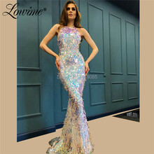 Silver Saudi Arabic Evening Dresses 2019 Mermaid Formal Celebrity Party Gowns Islamic Dubai Long Gowns Prom Robe De Soiree 2024 - buy cheap