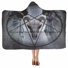 3D animales grises Lobo sudadera de caballo manta de microfibra de estilo oscuro con capucha manta sofá cama viaje Oficina mantas 2024 - compra barato