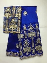 BLUE African George Lace with 2yards Tulle Lace High Quality african george Fabric material african george wrapper with blouse 2024 - buy cheap