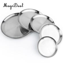 Stainless Steel Round Plate Dish Camping Picnic Food Salad Container Home Kitchenware Outdoors 2024 - buy cheap