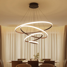 Современные LED 1/2/3/4 круглые люстры «кольца» коричневая белая алюминиевая люстра с корпусом для гостиной столовой Lampara de techo 2024 - купить недорого