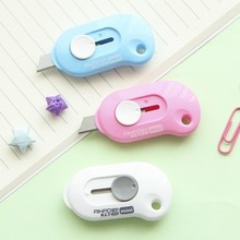 1PC New Cute Solid Color Mini Portable Utility Knife Paper Cutter Cutting Paper Razor Blade Office Stationery Escolar Papelaria 2024 - buy cheap