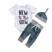2019 Brand 0-18M Newborn Infant Baby Boy Girl Clothing Set Short Sleeve Top Romper+Long Pant Hat 3PCS Outfit Toddler Kid Clothes 2024 - buy cheap