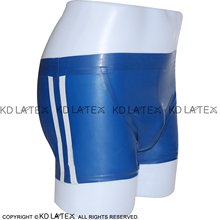 Blue And White Stripes Two Sides Sexy Latex Boxer Shorts Rubber Boyshorts Underpants Underwear DK-0004 2024 - buy cheap