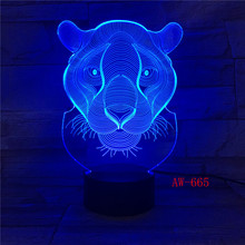 Holiday Gift LED Lights Novelty Tiger Lion shaped Seven Colors Home Lighting 3D Table Lamp USB NightLight Drop shipping AW-665 2024 - buy cheap