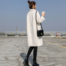 Женское шерстяное пальто с длинным рукавом, Черное Длинное свободное шерстяное пальто, зима 2019, P848 2024 - купить недорого