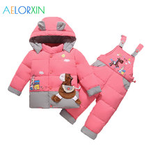 11.11 Children Baby Kids Duck Down Jacket Set Pants+Jacket Parka Hoodies Outerwear Girls Coat Warm Winter Overalls 2024 - buy cheap