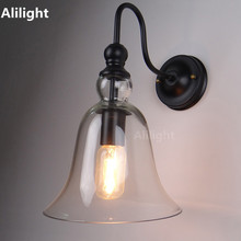 Novelty Bell Shape Glass Wall Lamp Retro Industrial Wall Lights Edison Bulbs Sconces for Aisle Bedroom Cafe Home Indoor Lighting 2024 - buy cheap