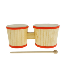 1 комплект, деревянный барабан для Бонго, 4 дюйма + 5 дюймов, ручной инструмент с молотком для детей дошкольного возраста, музыкальная игрушка 2024 - купить недорого