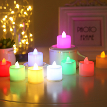 Многоцветная светодиодная свеча на батарейках, чайный свет, пасхальная свеча, дешевая цветная пламенная светодиодная лампа, рождественские украшения для дома 2024 - купить недорого