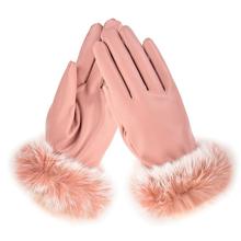 Cycling Gloves Women Windproof Warm Touch Screen PU Leather Winter Gloves Mitten Outdoor Riding Equipment Pink 2024 - buy cheap