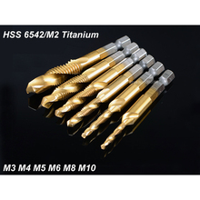 6Pcs Set HSS Spiral Pointed Complex Taps Titanium M2 Stainless Steel Tapping Chamfering Tool 1/4" Hex Shank Metric M3-M10 2024 - buy cheap