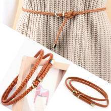 Ladies Pin buckle Braid Belt Hot Sale Female Belt thin 1PC Candy Color Womens Belt Newest PU Fashion For Dress High Quality 2024 - buy cheap
