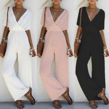 New Women Ladies Fashion Casual Sleeveless Solid Playsuit Jumpsuit V Neck Overall Long Pants Trousers Hot 2024 - buy cheap