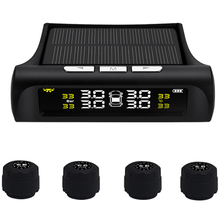 Sistema de alarme sem fio do monitor da pressão dos pneus do carro tpms + 4 detector externo do pneu do sensor real-tempo de monitoramento solar/energia da carga de usb 2024 - compre barato