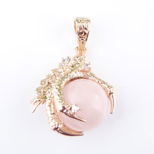 Dentizuan colar pingente de chakra, garra de dragão em cristal rosa, miçangas redondas com pedra, chakra, joia de corrente de 18 "tn3099 2024 - compre barato
