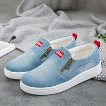 Zapatos planos de lona para mujer, zapatillas informales sin cordones con cremallera, vulcanizados, talla grande 35-44, primavera 2020 2024 - compra barato