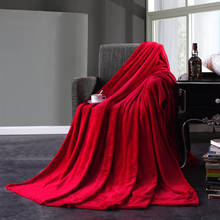 Manta de franela roja suave para sofá, cama, avión, mantas de viaje textiles para el hogar para adultos, Color sólido, Blanket43 2024 - compra barato