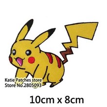 Yellow Pokemon Pikachu Embroidered  Iron on Patch, Game Character Fabric Badge, Kids Teenager Clothing Fabric Accessories DIY 2024 - buy cheap