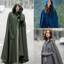 2019 New Brand Women Long Cape Cloak Hooded Wool Blend Coat Sleeveless Winter Poncho Cardigan Fashion Clothes 2024 - buy cheap