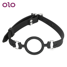 OLO Silicone Mouth Gag Harness Oral Fixation Ball Bondage Strap Black Muzzle Ring Slave Sex Toys for Couples 2024 - buy cheap