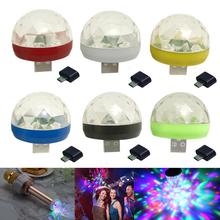 Mini luz de discoteca portátil com usb, lâmpada globo mágica de cristal com controle de som e adaptador para celular android, luz de festa