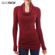 Womens Cotton T shirt 2020 Fashion Turtleneck Tops Long Sleeve Slim Female Long T Shirts High Collar Plus Size Base Shirt 5352 2024 - buy cheap