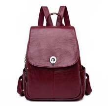 2019 New Backpack Women Pu Leather Female Backpacks Teenager School Bags Female Shoulder Bag Mochila Feminina 2024 - buy cheap