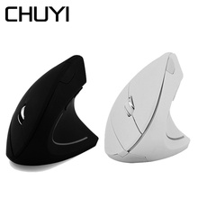 CHUYI-ratón inalámbrico Vertical y ergonómico para videojuegos, 2,4G, 1600DPI, 5D, USB, ordenador con alfombrilla de ratón para PC y portátil 2024 - compra barato