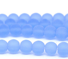 10 нитей светло-голубые матовые стеклянные бусины 6 мм 30 см (b11984.) 2024 - купить недорого