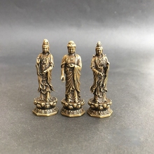 Коллекционная китайская медная резная статуя тройного свода Будды Гуань Инь сакиямуни рулай, Изысканная Статуя Будды 2024 - купить недорого