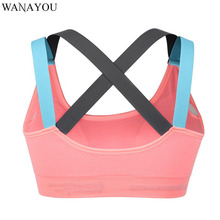 WANAYOU Sexy Cross Strap Back Women Sports Bra,Professional Quick Dry Padded Shockproof Gym Fitness Running Yoga Sport Bras Tops 2024 - buy cheap