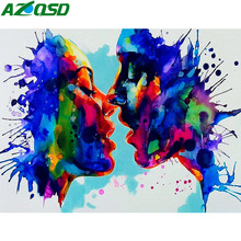 Pintura de diamante azqsd com quadrado completo bordado de diamante dos desenhos animados do casal beijos 5d imagem de mosaico strass decoração de casa artesanal 2024 - compre barato