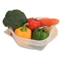 6 pçs saco de malha de algodão de compras orgânico natural frutas e legumes sacos de comida cordão reutilizável shopper shop supermercado pacote 2024 - compre barato