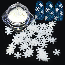 Arte do prego feliz natal floco de neve glitter branco floco de neve lantejoulas unhas projetos manicure decorações decalques 2024 - compre barato