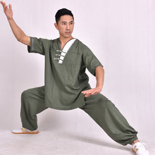 Spring Summer Men Women Wushu Clothing TaiChi Uniform KongFu Suit Short Sleeve Shirt Long Trousers Cotton Flax Male Female Sets 2024 - buy cheap