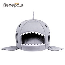 Benepaw-casa para mascotas con forma de tiburón, cama antideslizante para gato, cachorro, color gris, azul y rosa 2024 - compra barato