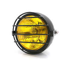 Cuerpo de Metal de alta calidad para motocicleta, luz delantera ámbar LED Retro de 6,5 pulgadas, montaje lateral + cubierta de parrilla para soporte de Café Racer, escuela vieja 2024 - compra barato