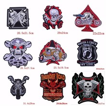 Pulaqi Punk Skull Patches for Clothing Iron On Eagle Wings Appliques Big Biker Patch Sew On Jackets Coat Stickers Cool Parches H 2024 - buy cheap