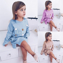 2018 Newly Autumn Winter Infant Kids Baby Girls Sweatshirt Dress Letter Print Long Sleeve Pullover Straight Dress Clothes 1-5Y 2024 - buy cheap