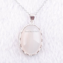 RONGZUAN Lovely White Agates Gem Stone Egg Shape Bead Pendant & Necklace Chain Reiki Healing Women Jewelry TN3345 2024 - buy cheap